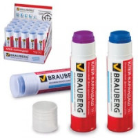 Клей-карандаш BRAUBERG 15 г, обесцвечивающийся, цветной, 220874