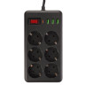 BY Удлинитель, сетевой фильтр Black 6 розеток, 3 м, 3*USB, 1*type-C,выкл., 2500Вт,чёрный