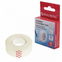 Клейкая лента 19 мм х 33 м НЕВИДИМАЯ, BRAUBERG, матовая, европодвес, 227257