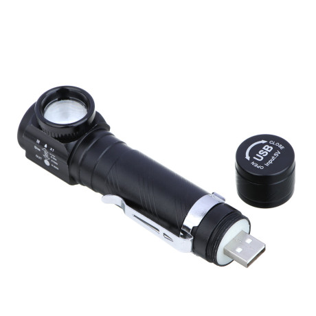 ЕРМАК Фонарь налобный,металл,с клипсой,T6 LED,4 режима,1200мАч,120х26 мм,с USB штекером,фокусировка