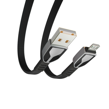 BY Кабель для зарядки Графика Micro USB, 1м, Быстрая зарядка QC3.0, штекер металл, черный