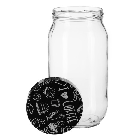 HEREVIN Китчен Блэк Банка для сыпучих продуктов, стекло, 1000мл, 144377-205