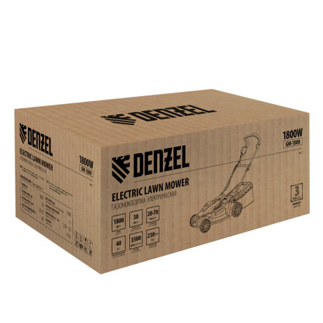 Газонокосилка электрическая GM-1800, 1800 Вт, шир. 38 см, 6 уров., травосб. 40 л. Denzel