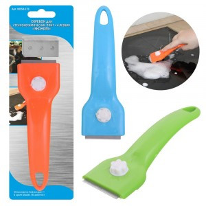 Скребок д/стеклокерам.плит "Эконом", +4лезвия (кратность 6шт!!!), пласт,нерж.ст. MS58-173 Мультидом