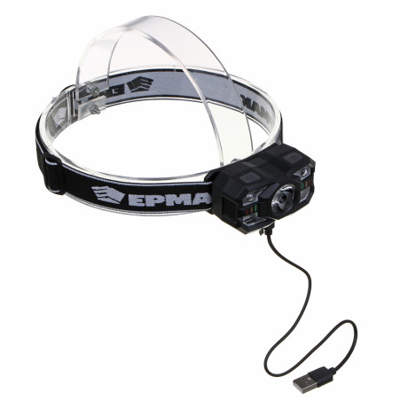 Фонарь налобный тм ЕРМАК,XТЕ+SMD,5 режимов,1200мАч,Type-C,сенсорный,пластик,75х40х37 мм,красный свет