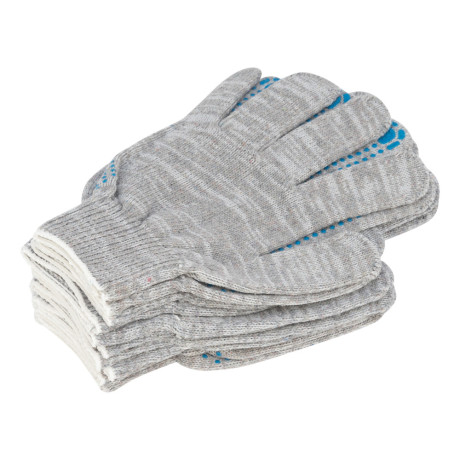 Перчатки трикотажные, с ПВХ точкой, 5 пар в упаковке, 10 класс