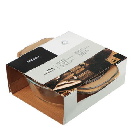 SATOSHI Кастрюля жаропрочная с крышкой, стекло, 23,5х20,6х9,6см, 1,5л