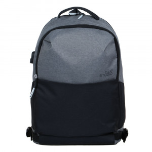 Рюкзак универсальный 39x34x15см, 2 отд., 3 карм., сетч.спинка, ручка, ПЭ под ткань, USB, серый/черн.