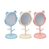 ЮНИLOOK Зеркало настольное с подставкой, пластик, стекло, высота 20 см, диаметр 10,5см,  3 цвета