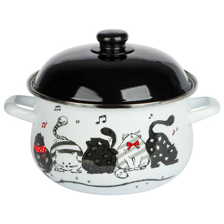 VETTA Хвостатые друзья Кастрюля эмалированная, 22см, 3,6л, индукция