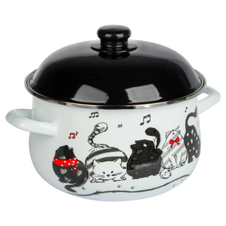 VETTA Хвостатые друзья Кастрюля эмалированная, 22см, 3,6л, индукция