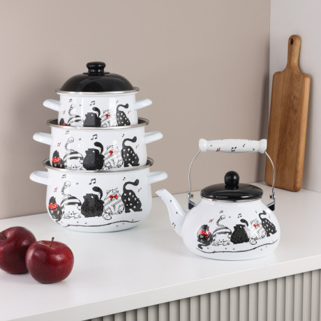 VETTA Хвостатые друзья Кастрюля эмалированная, 22см, 3,6л, индукция