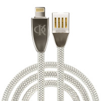BY Ф.Киркоров Кабель для зарядки КРИСТАЛЛЫ iP, 1м, Быстрая зарядка 2.4А, 12W, серебряный