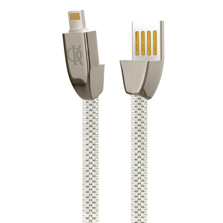 BY Ф.Киркоров Кабель для зарядки КРИСТАЛЛЫ iP, 1м, Быстрая зарядка 2.4А, 12W, серебряный