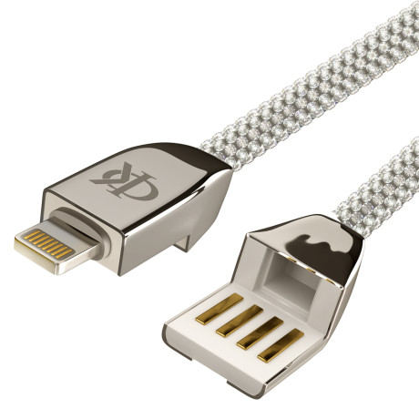 BY Ф.Киркоров Кабель для зарядки КРИСТАЛЛЫ iP, 1м, Быстрая зарядка 2.4А, 12W, серебряный