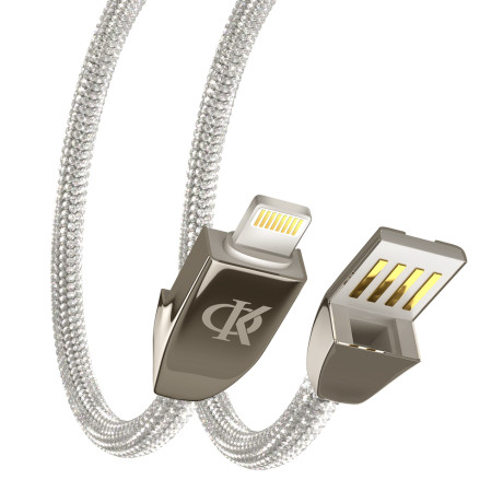 BY Ф.Киркоров Кабель для зарядки КРИСТАЛЛЫ iP, 1м, Быстрая зарядка 2.4А, 12W, серебряный