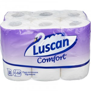 Бумага туалетная Luscan Comfort 12рул/уп, 2сл белая втул 21,88м 175л  671744