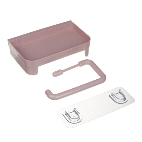 VETTA Classic Держатель для туалетной бумаги, с полкой, пластик, 18x11x4,5 см, пудровый