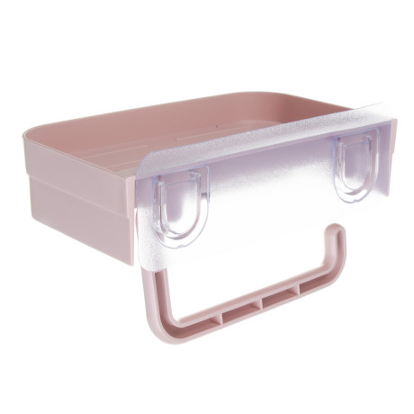 VETTA Classic Держатель для туалетной бумаги, с полкой, пластик, 18x11x4,5 см, пудровый