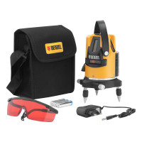 Лазерный уровень LX3, 10 м, ± 0,3 мм/1 м, 635 нм, 4 вертикальных, 1 горизонтальная плоскости, резьба 5/8&quot; Denzel