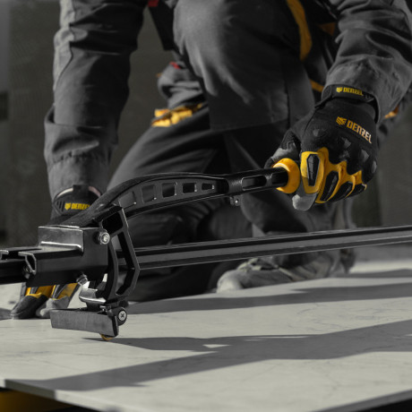 Плиткорез рельсовый 1000х16мм, каретка на подш., стальная станина, усил. рукоятка-пенал Denzel