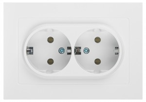 ЭРА Intro Accent мех. роз. СУ 2 мест. (земля), 16А 250В, белый Б0063485