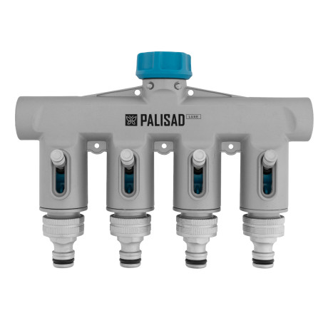 Разветвитель четырехканальный, с внутренней резьбой 3/4", алюминий, LUXE Palisad