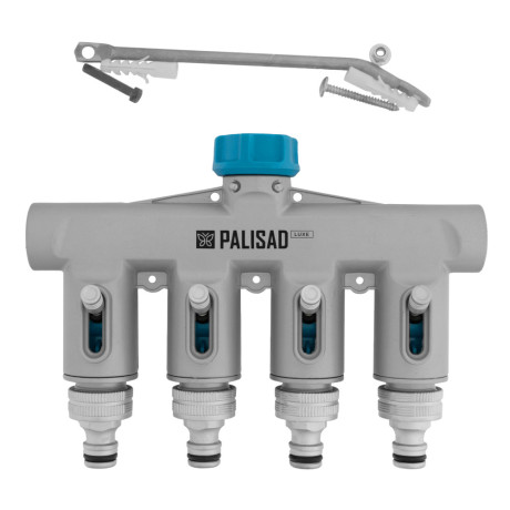 Разветвитель четырехканальный, с внутренней резьбой 3/4", алюминий, LUXE Palisad