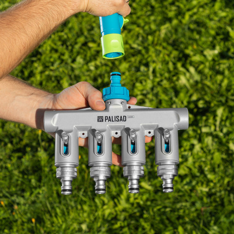 Разветвитель четырехканальный, с внутренней резьбой 3/4", алюминий, LUXE Palisad