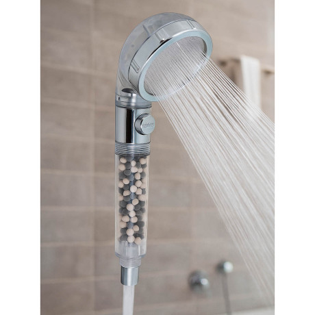 RAIN Лейка для душа, 3 режима, с функцией очистки воды, кнопка стоп, 80мм, прозрачный/хром