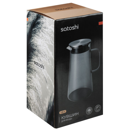 SATOSHI Графит Кувшин для воды 1,8л, стекло, нерж.сталь