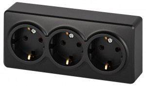 ЭРА Эксперт роз. ОУ 3 мест. земля 16A,250В антрацит 11-2208-05 63007