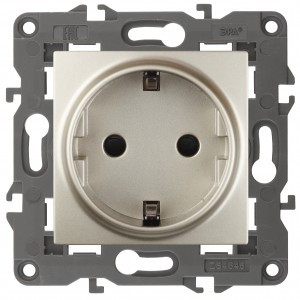 ЭРА 14 Elegance мех. роз. СУ (земля) шторки 16A,250В, шампань 14-2102-04 автоклеммы 3806