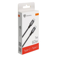 BY Кабель для зарядки Solid Type-C-Type-C, 60W, 1 м, 5A, нейлон, мет. кон., графитовый