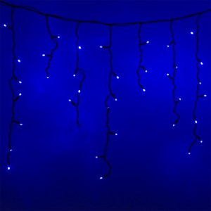 Гирлянда светод. уличная «Бахрома» SIC-120B,3.0*0.7м,120ламп,синий,IP60,черн.шн.1.5м,СОЕД,Funray