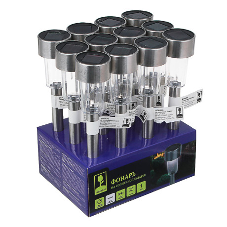 INBLOOM Фонарь на солнечной батарее, 30х4.7см, 1LED, белый, 1.2V 40mAh Ni-MH, пластик, нерж.сталь