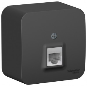 Systeme Electric BLANCA роз. комп ОУ 1 мест. антрацит(пл.осн RJ45, кат.5E, изол. пл)BLNIA045006(12!)