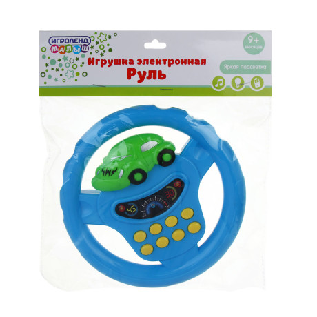 ИГРОЛЕНД Игрушка электронная Руль, свет, звук, ABS, 2хАА, 17,5х17х4см, ZY384010