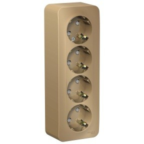 Systeme Electric BLANCA роз. ОУ 4 мест. 16А титан (пл.осн., земля, штор., изол.пл.) BLNRA011414 (4!)