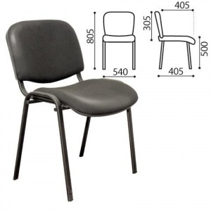Стул для персонала и посетителей "ИЗО", черный каркас. кож. зам., черный