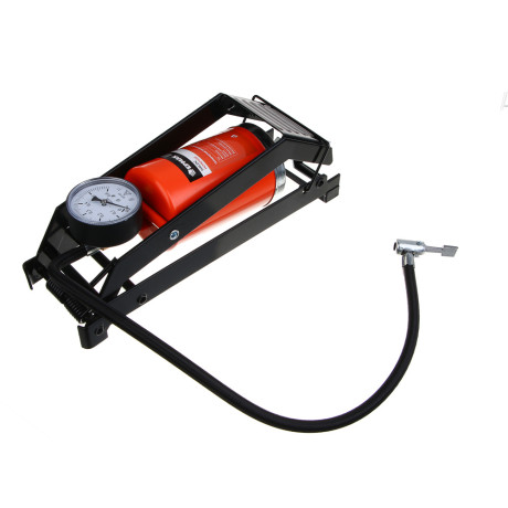 ЕРМАК Насос ножной с усиленным цилиндром экстрамощный PREMIUM с манометром с металлическим наконечни