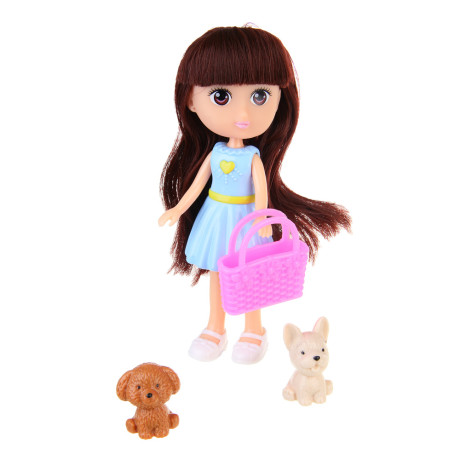 ИГРОЛЕНД Кукла с питомцами и аксесс., 15х4х21,5 см, PP, ABS, 4 дизайна