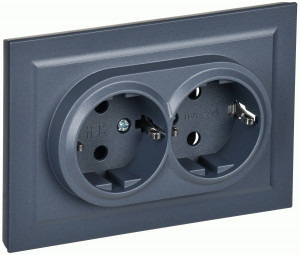 IEK BRITE роз. СУ 2 мест. земля  16А РС12-3-БрМ маренго BR-R21-16-K35-F