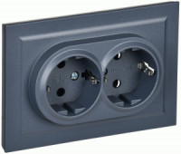 IEK BRITE роз. СУ 2 мест. земля  16А РС12-3-БрМ маренго BR-R21-16-K35-F