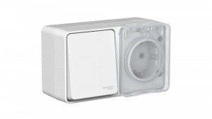 Systeme Electric AtlasDesign Profi54 блок ОУ (роз.16А земля, штор.+1кл выкл.10А)серый ATN543070 (6!)