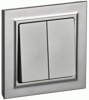 IEK BRITE выкл. СУ 2 кл. 10А, 230В, сталь ВСР10-2-0-БрС BR-V20-0-10-K46-F