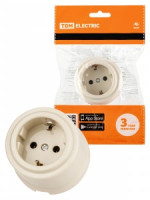 TDM РЕТРО ВИВИ роз. ОУ земля 16А 250В (ABS-пластик) сл. кость  SQ1820-1317