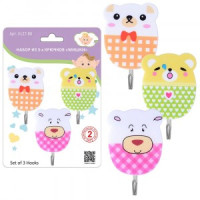 Крючки самоклеящиеся &quot;Мишки&quot; 7*2*4,2см, 3шт/уп (кратность 6шт!!!), пластик VL27-80 Мультидом