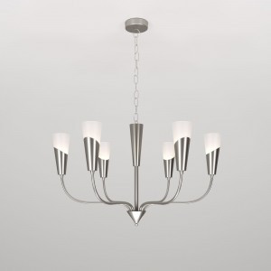 Eurosvet св-к подвесной 6x60W E14 750х750х850  металл белый/никель Rhyton 60167/6 a068284