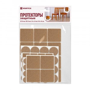 Протекторы д/мебели защитные из фетра d=20/30/24*24/46*46мм, бежевые 24381 VORTEX